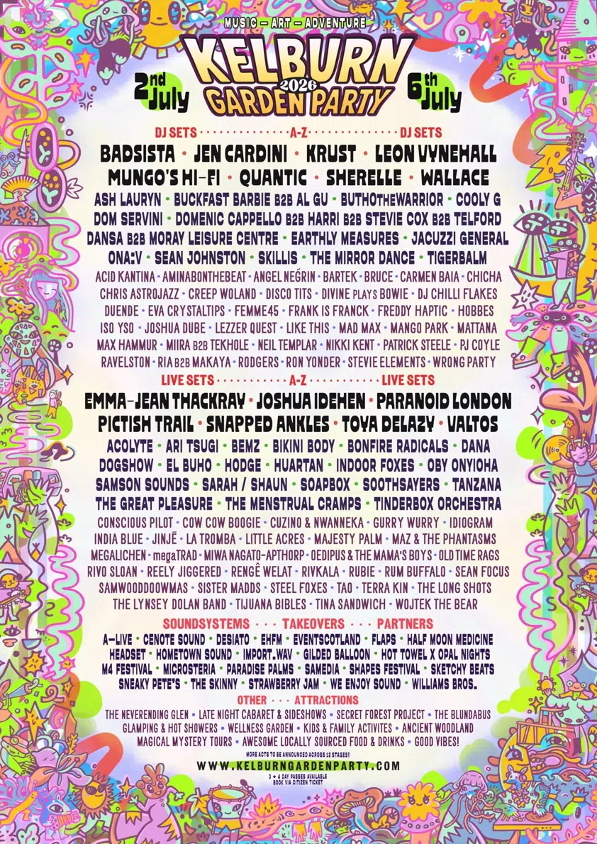 Kelburn Garden Party 2026 poster